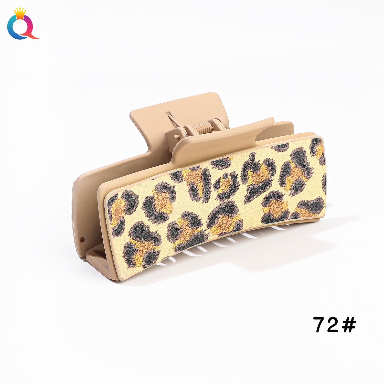 Wholesale Leather Leopard Retro Square Clip Cashew PU Shark Clip